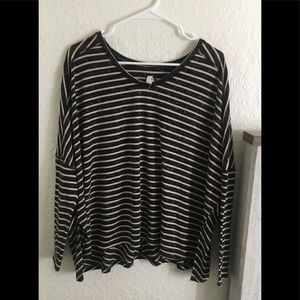 Free People Women’s black and white stripes top